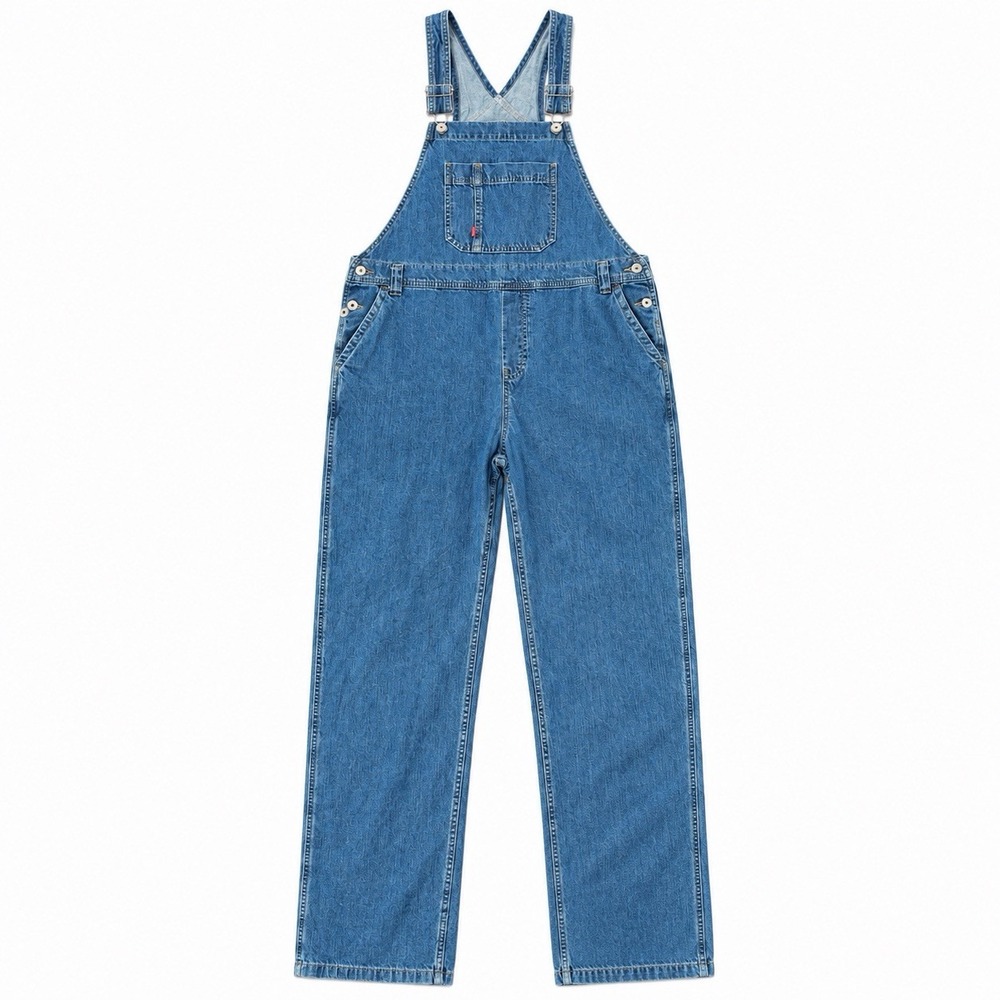 Dickies Denim Bib Overalls Medium Wash Blue Cotton Carpenter Womens L Garden